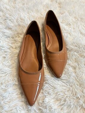 Rebecca Allen Nude Patent Leather Flats Pointed Toe Size 9